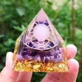 1Pc Pink Quartz Crystal Pyramid Chakra Energy Orgone Stone
