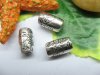 20pcs Tibetan Silver Barrel Beads with Flower Carved