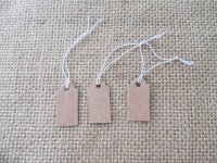 1000 Kraft Paper Price Tags/Labels Tie-on White String 26x13mm