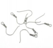 1000Pcs Nickel Color Ear Wire Hooks W/Bead Coil