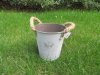 2Pcs Embossed Metal Bucket Planter Flower Pot Rope Handle