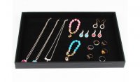 1X Black Leatherette & Velvet Necklace Bracelet Etc Jewelry Case