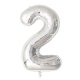 6X Silver Numbers 2 Air-Filled Foil Balloons Party Wedding Decor