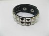 10 Black Leatherette Double Nail Wristband Bracelets