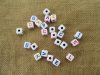 100Pcs Colorful Words on White Alphabet Letter Beads Cube Loose