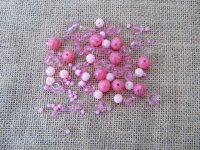12Packets X 48Pcs Pink Beads for Jewellery Making Assorted