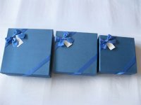 1Set 3in1 Cube Shape Navy Ribbon Gift Boxes Supplies