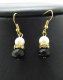 2x12Pairs Black Glass Earrings Golden Plated Hook