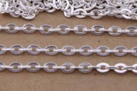 100Meter Silver Color Flat Cable Link Chain Jewellery Finding