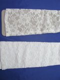 2Pair White Wedding Dress Lace Bridal Gloves 44cm