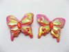 100pcs Cute Red Craft Butterfly Embellishments Toppers
