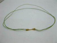 95 Green 2-String Waxen Strings For Necklace Golden Clasp