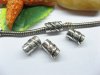 50pcs Tibetan Silver Barrel Beads with Leaf printed European 50pcs Tibetan Silver Barrel Beads with Leaf printed European