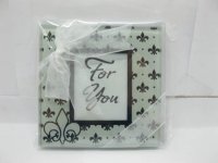 10Sets X 2Pcs Black "Fleur-de-lis" Frosted Glass Photo Coasters