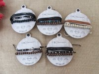 12Sheets Wooden Beaded Bracelets Assorted Retail Package