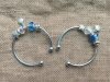 6Pcs Silver Bangles Cuff Bracelet with Blue Charm