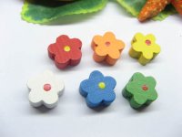 300 New Flower Wood Beads Mixed Color 15mm