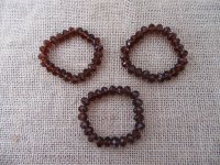 12Pcs Brown Crystal Glass Faceted Beaded Bracelets 10mm
