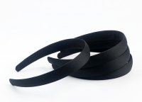 10Pcs Black Ribboned Headbands Hair Clips Craft for DIY 15mm