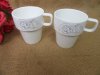 1Set x 4Pcs White Stacking Ceramic Cup Coffe Mug With Holder
