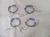 20Pcs Kids Flower Polymer Clay Beads Drawstrings Bracelet Assort