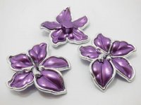 30Pcs Purple Flower Hairclip Jewelry Finding Beads 5.5x5cm