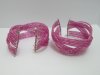 12Pcs Open Ended Bangle Multi Loop Seed Beads Bracelet - Deep Pi