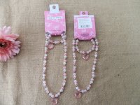 12Set White and Pink Beaded Necklace Bracelet Set For Girls
