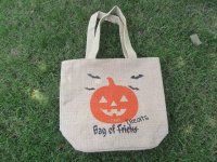 3Pcs Halloween Party Hemp Shopping Bag Handbag Grocery Bag