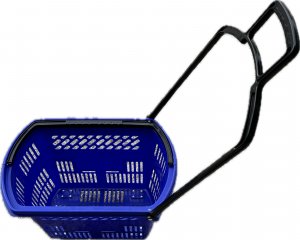 1X Plastic Blue Rolling Shopping Baskets