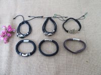 12Pcs Fashion Leather Drawstring Etc Tribe Bracelets Various Des