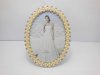 1X European Elegant Rhinestone & Pearl Wedding Photo Frame-Oval
