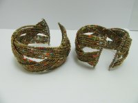 12Pcs Open Ended Bangle Multi Loop Seed Beads Bracelet - Golden