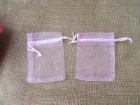 100 Pink Drawstring Jewelry Gift Pouches 9x7cm