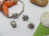 20pcs Tibetan Silver Flower Barrel Beads Fit European Beads