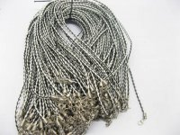 100 White & Black Leatherette Knitted String Necklace Connector