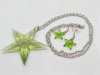 5X Green Star Chain Necklace w/Earring