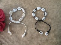12Pcs Natural Handmade Knitted Drawstring Bracelets w/Shell Bead