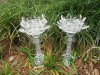 2Pcs Crystal Glass Lotus Flower Centerpiece Tall Candle Holder