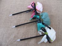 10Pcs Cool Artificial Rose Flower Blue Ballpoint Pen