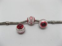 20pcs Red Silver Carved Lantern Aluminum Beads Fit European Bead