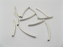 1000 Shiny Silver Plated Curved Tube 20x2mm finding