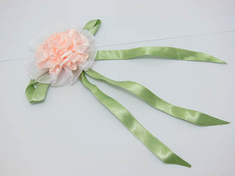 250 Peachy Hand Craft Satin Ribbon Flowers Embellishments - Click Image to Close