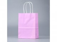 48 Bulk Kraft Paper Gift Carry Shopping Bag 27x21x11cm Pink