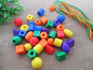 2Packs x 185G Jumbo Colorful Cube Round Etc Bead Kit With String