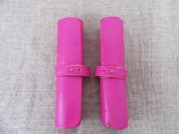 6Pcs Fushia PU Leather Pencil Case Makeup Bag