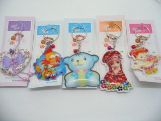 60 Assorted Plastic Cartoon key rings