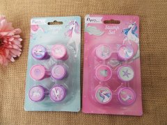 (image for) 3Sheets x 6Pcs Unicorn Stampers Colorful Ink Stamp Kids Craft