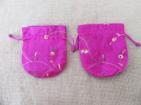 10Pcs Embroidered Silk Drawstring Jewelry Gift Pouches