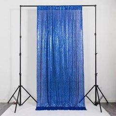 (image for) 1Pc Sparkling Blue Sequin Backdrop Drapes Event Backdrop Curtains